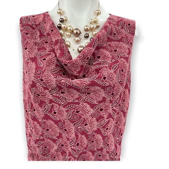 Ann Taylor Loft mauve floral print sleeveless polyester top - Picture 1 of 4